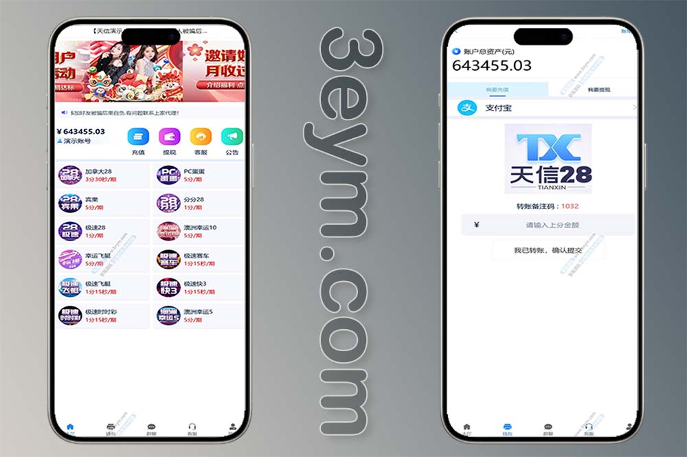 天信28彩票程序/主控被控端/可打包双端APP/后台可手动控制开奖+搭建教程
